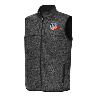 Men's Antigua Heather Black FC Cincinnati Fortune Full-Zip Vest