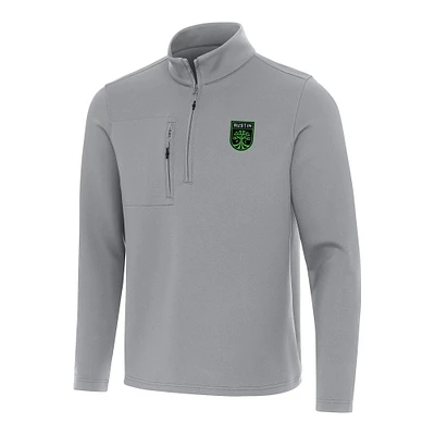 Men's Antigua Gray Austin FC Insider Quarter-Zip Jacket