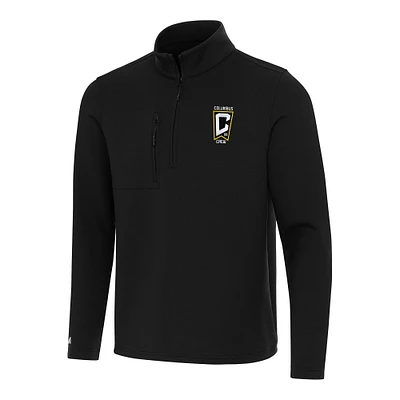 Men's Antigua Black Columbus Crew Insider Quarter-Zip Jacket