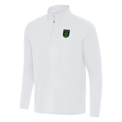 Men's Antigua White Austin FC Intent Quarter-Zip Jacket