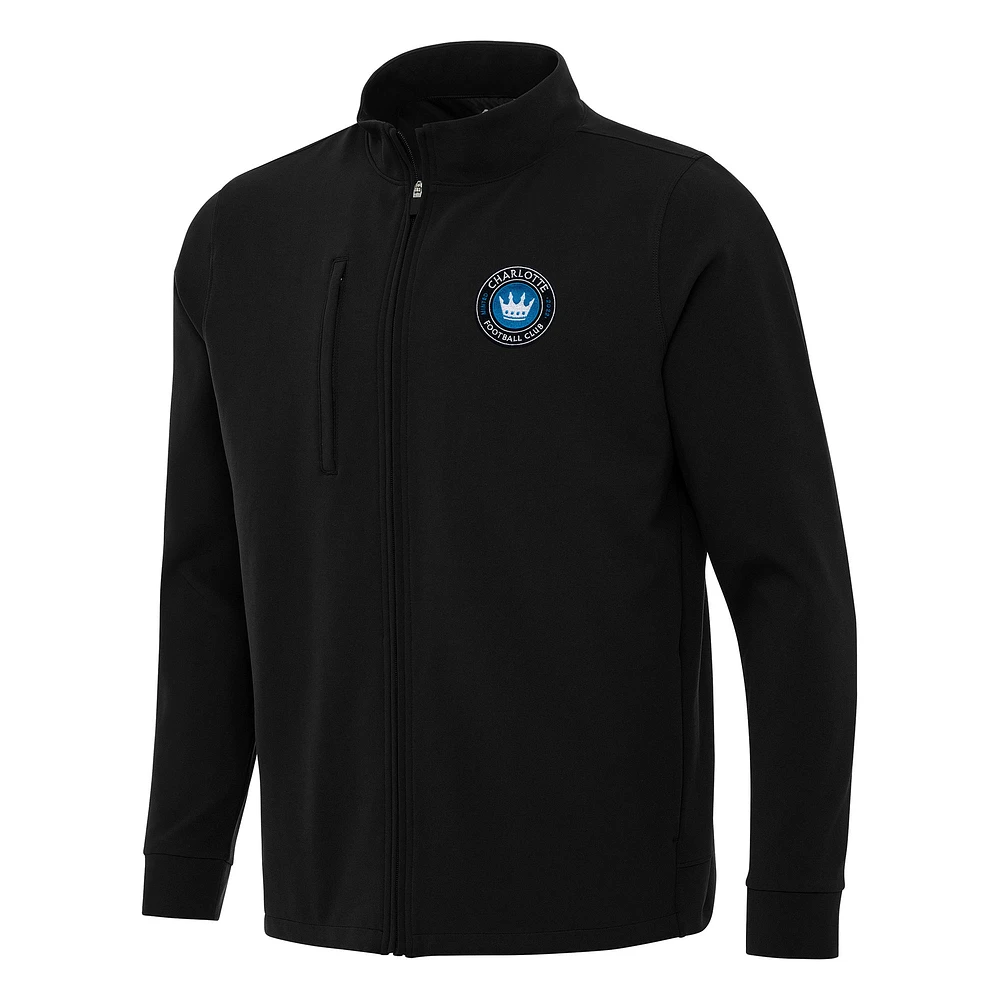Men's Antigua Black Charlotte FC Regard Full-Zip Jacket