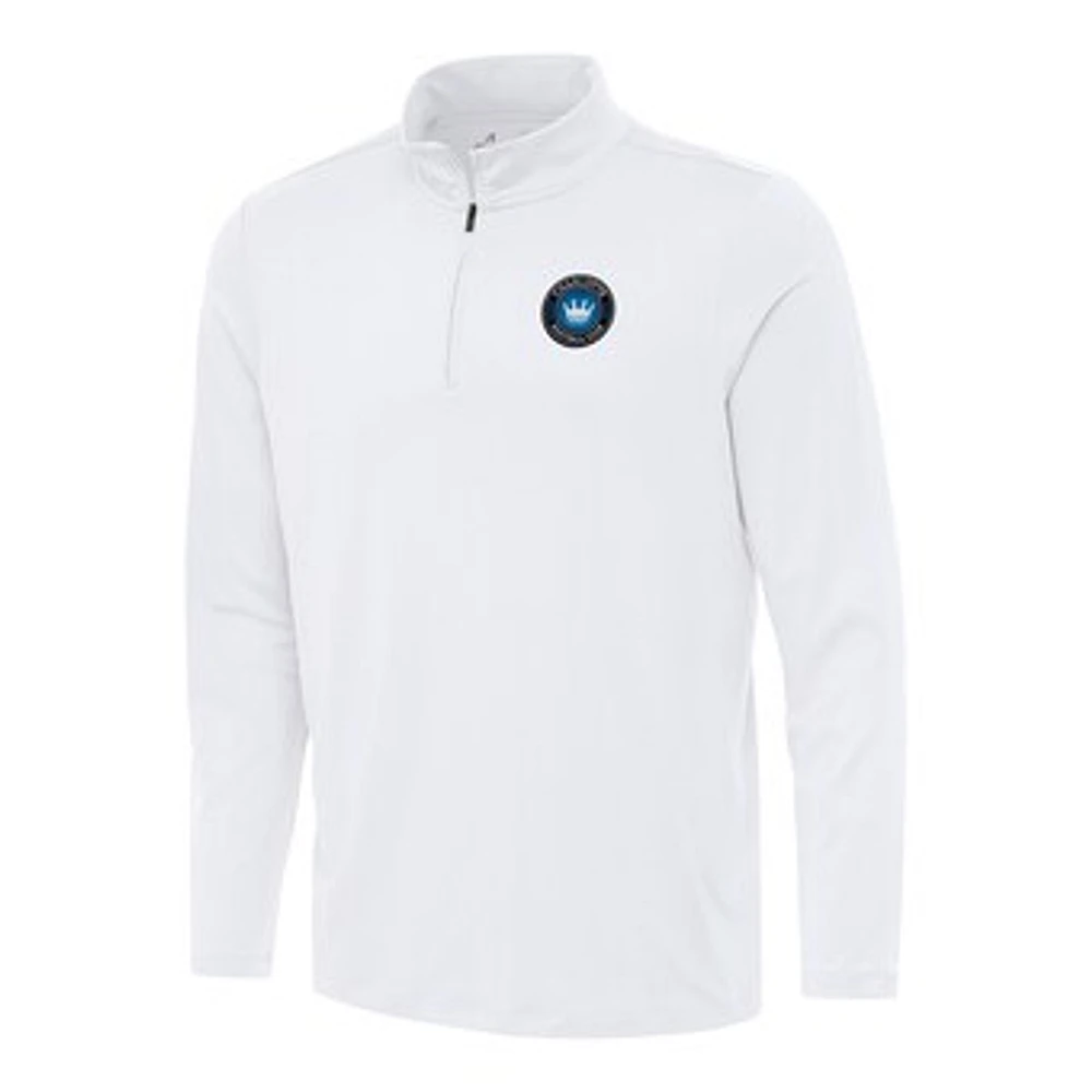 Men's Antigua White Charlotte FC Reprocess Quarter-Zip Jacket