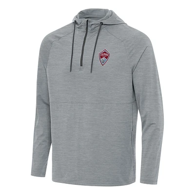 Men's Antigua Heather Gray Colorado Rapids Spikes Raglan Quarter-Zip Hoodie