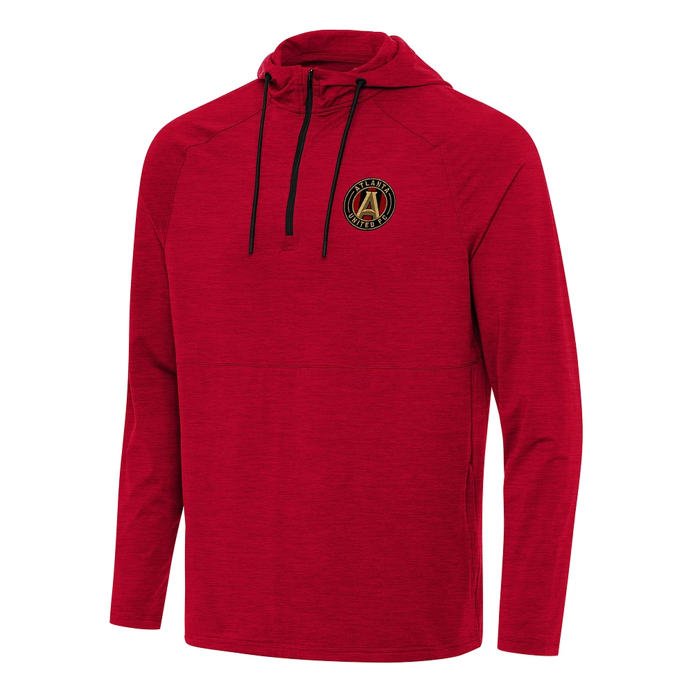 Men's Antigua Heather Atlanta United FC Spikes Raglan Quarter-Zip Hoodie