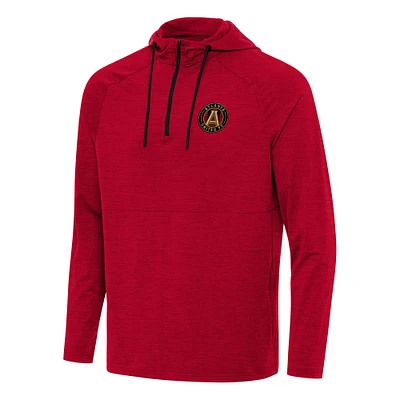Men's Antigua Heather Atlanta United FC Spikes Raglan Quarter-Zip Hoodie