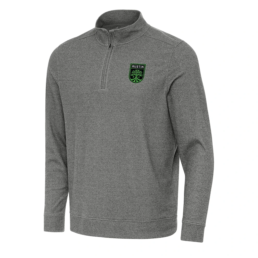 Men's Antigua Heather Black Austin FC Subtle Quarter-Zip Jacket