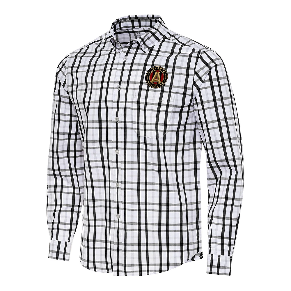 Men's Antigua /Gray Atlanta United FC Tending 2 Tri-Blend Long Sleeve Button-Down Shirt