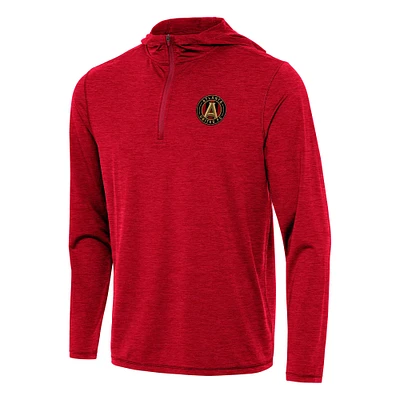 Men's Antigua Heather Red Atlanta United FC Tidy Quarter-Zip Hoodie