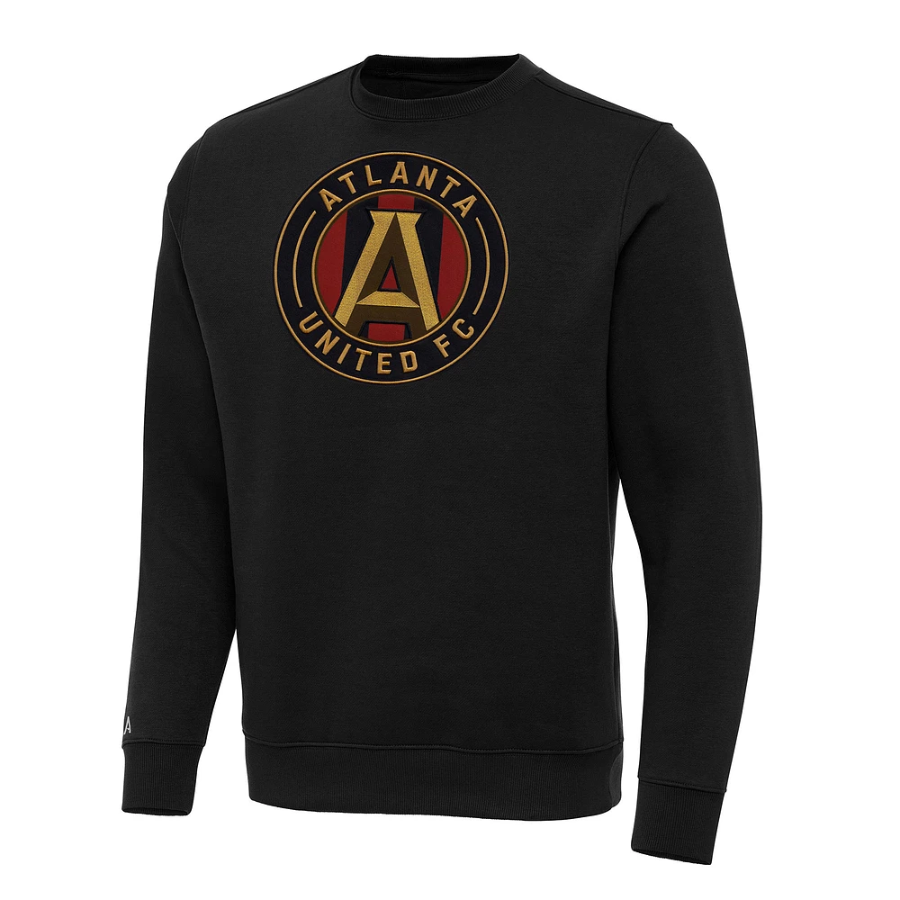 Men's Antigua Black Atlanta United FC Big & Tall Team Crest Victory Pullover Sweatshirt