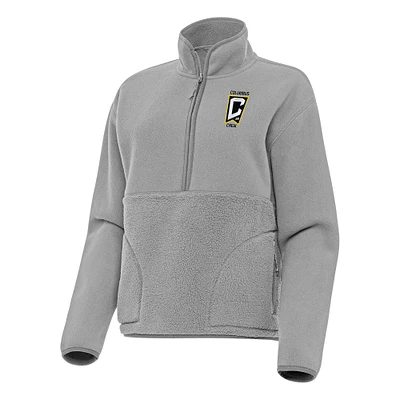 Women's Antigua Gray Columbus Crew Figure Half-Zip Sweatshirt