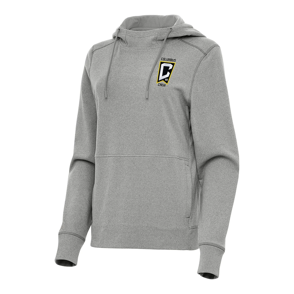 Women's Antigua Heather Gray Columbus Crew Justice Pullover Hoodie