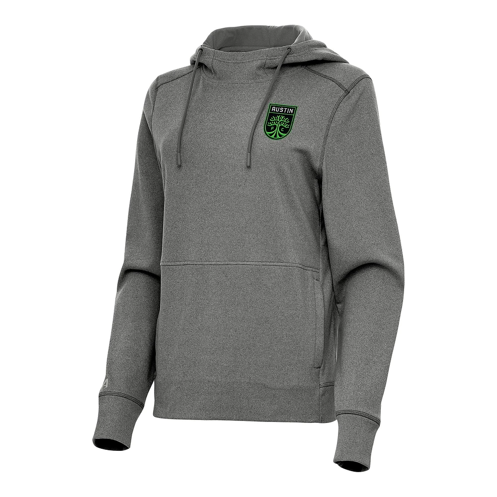 Women's Antigua Heather Black Austin FC Justice Pullover Hoodie