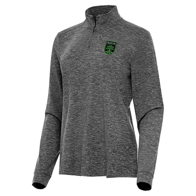 Women's Antigua Heather Black Austin FC Mentor Quarter-Zip Jacket