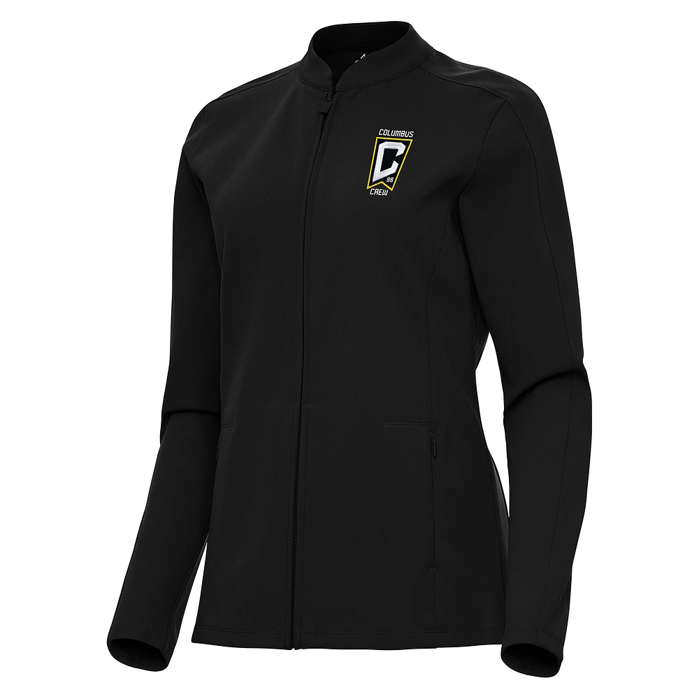 Women's Antigua Black Columbus Crew Regard Full-Zip Jacket
