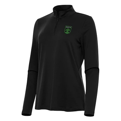 Women's Antigua Black Austin FC Reprocess Quarter-Zip Jacket