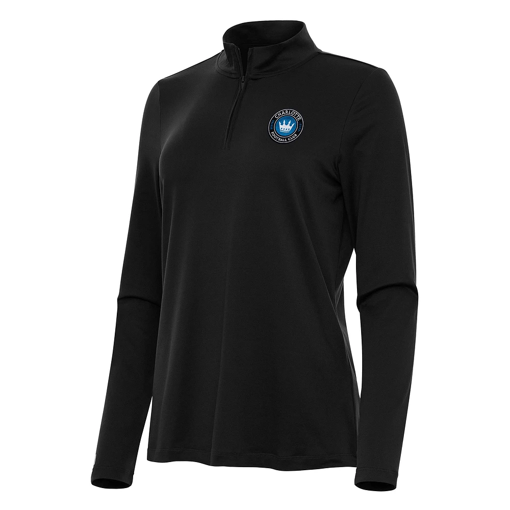 Women's Antigua Black Charlotte FC Reprocess Quarter-Zip Jacket
