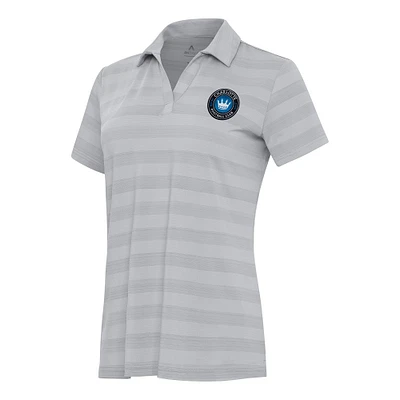 Women's Antigua Gray Charlotte FC Tunnel Polo