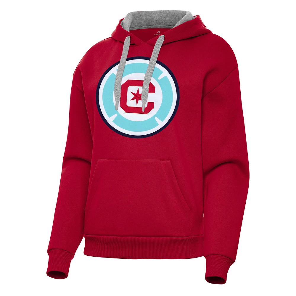 Women's Antigua Red Chicago Fire Victory Pullover Hoodie