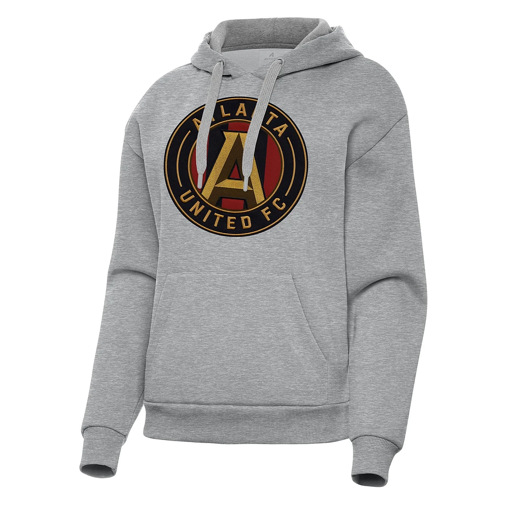 Women's Antigua Heather Gray Atlanta United FC Victory Pullover Hoodie