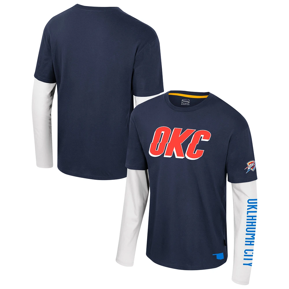 Unisex Stadium Essentials Navy Oklahoma City Thunder Spectator 2fer Long Sleeve T-Shirt