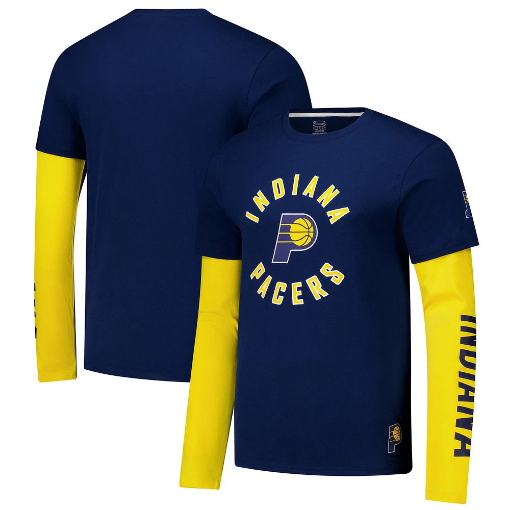 Unisex Stadium Essentials Navy Indiana Pacers Spectator Twofer Long Sleeve T-Shirt