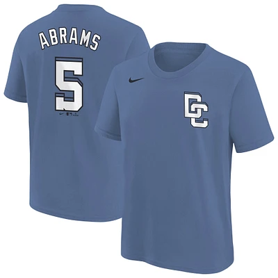 Youth Nike CJ Abrams Blue Washington Nationals Fuse City Connect Name & Number T-Shirt