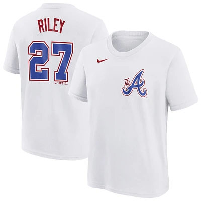 Youth Nike Austin Riley White Atlanta Braves Fuse City Connect Name & Number T-Shirt