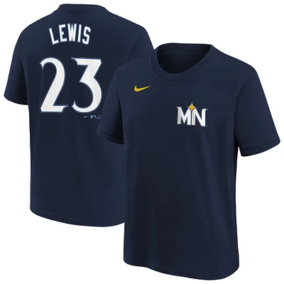 Youth Nike Royce Lewis Navy Minnesota Twins Fuse City Connect Name & Number T-Shirt