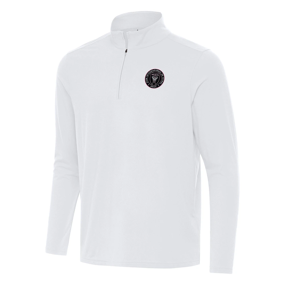 Men's Antigua White Inter Miami CF Intent Quarter-Zip Jacket