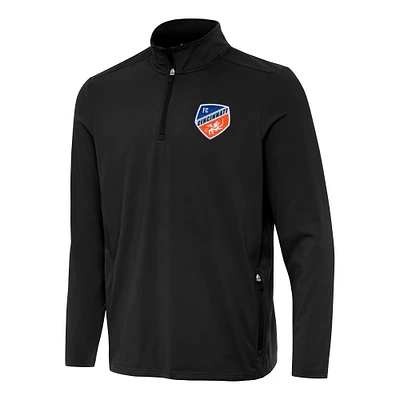 Men's Antigua Black FC Cincinnati Perilous Quarter-Zip Pullover Top