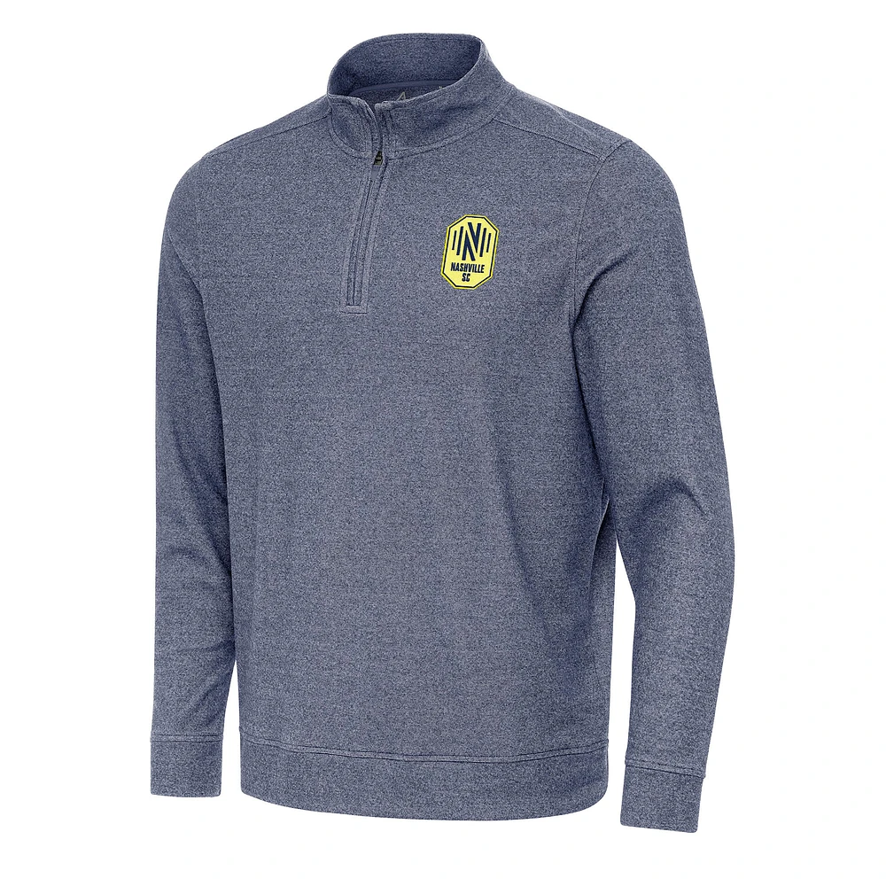 Men's Antigua Heather Navy Nashville SC Subtle Quarter-Zip Jacket