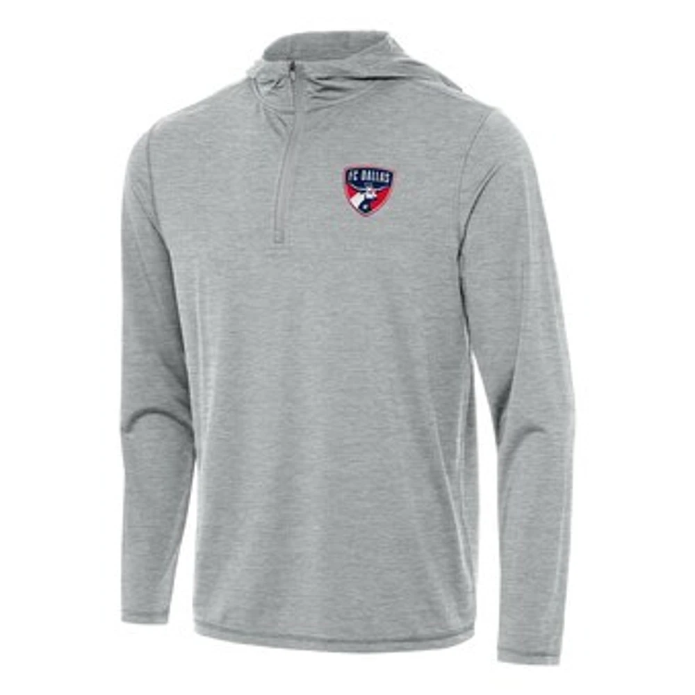 Men's Antigua Heather Gray FC Dallas Tidy Quarter-Zip Hoodie