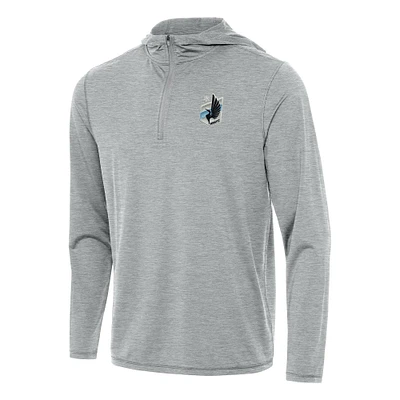 Men's Antigua Heather Gray Minnesota United FC Tidy Quarter-Zip Hoodie