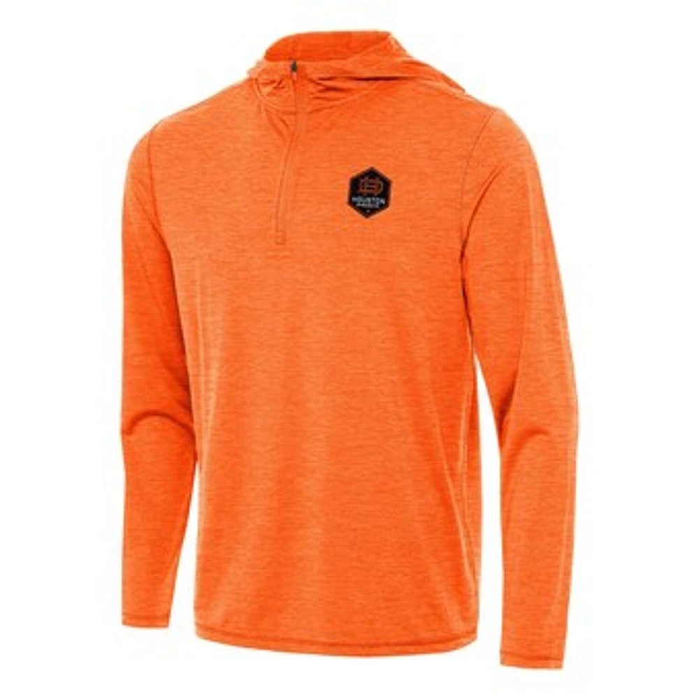 Men's Antigua Heather Orange Houston Dynamo FC Tidy Quarter-Zip Hoodie