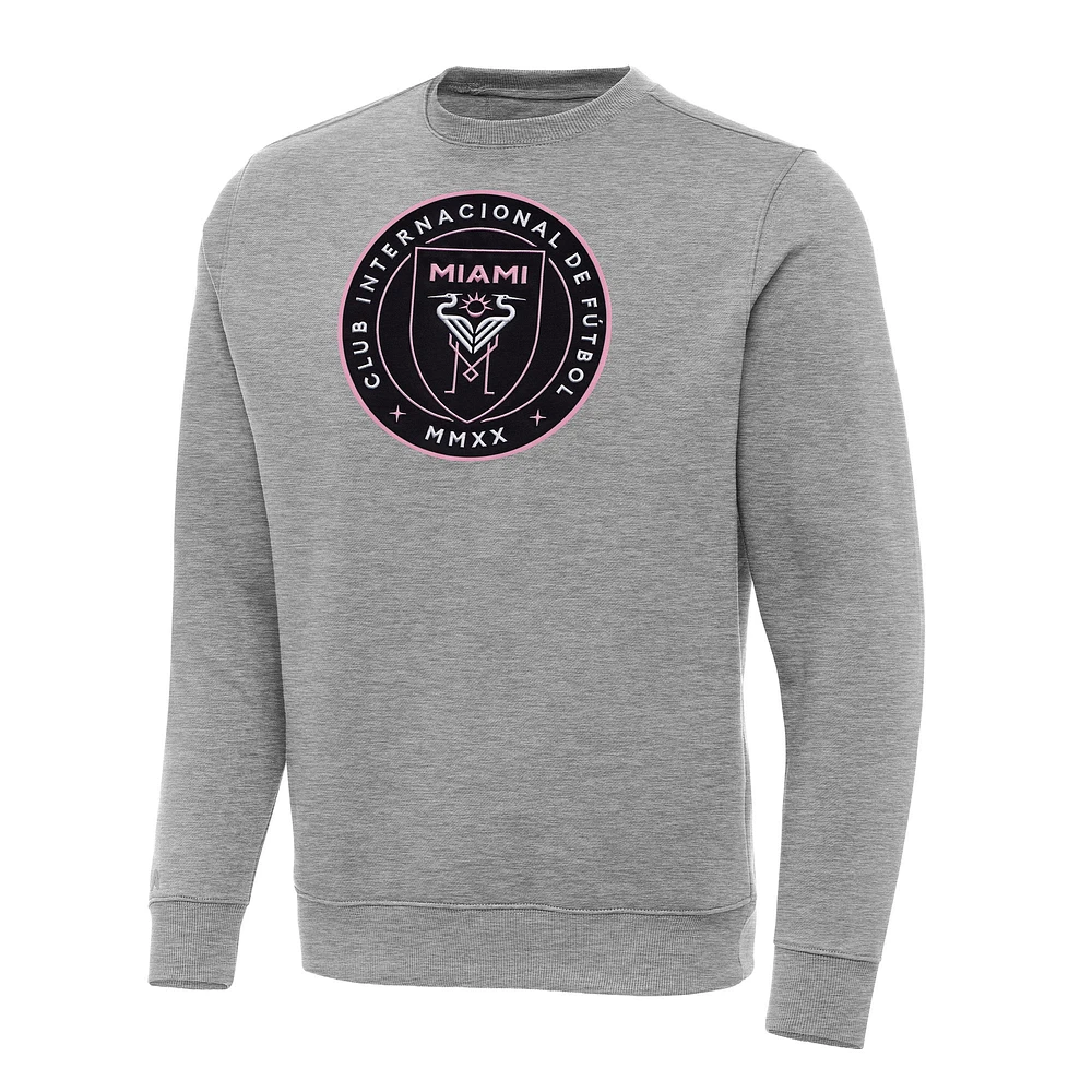 Men's Antigua Heather Gray Inter Miami CF Big & Tall Team Crest Victory Pullover Sweatshirt