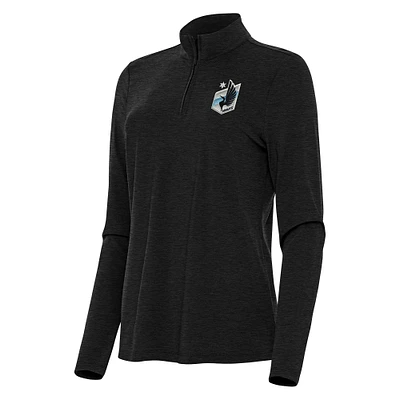 Women's Antigua Heather Black Minnesota United FC Bright Quarter-Zip Top