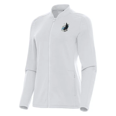 Women's Antigua White Minnesota United FC Continual Full-Zip Jacket
