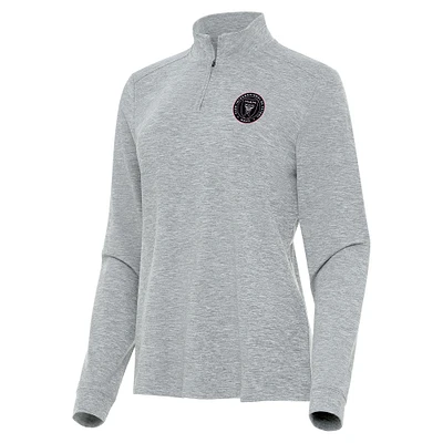 Women's Antigua Heather Gray Inter Miami CF Mentor Quarter-Zip Jacket