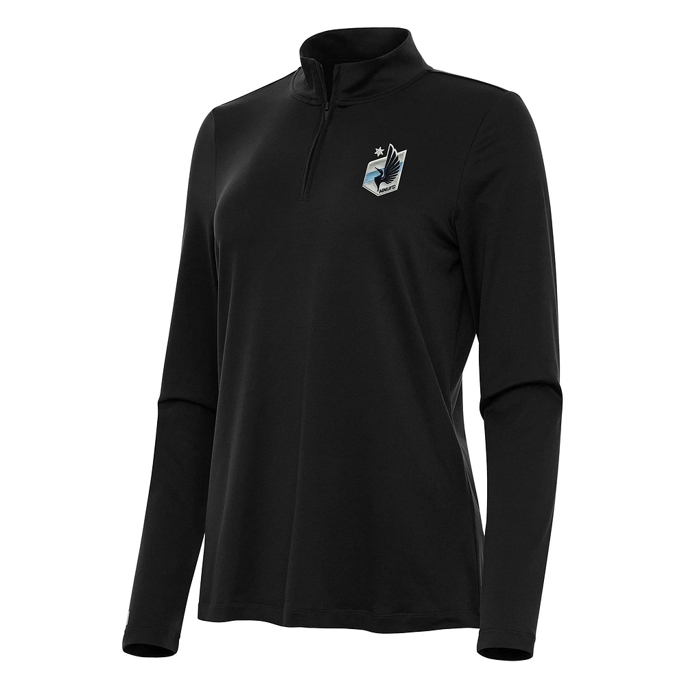 Women's Antigua Black Minnesota United FC Reprocess Quarter-Zip Jacket