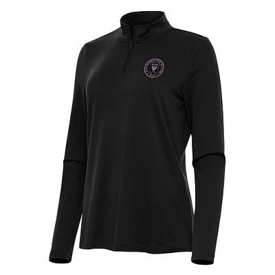 Women's Antigua Black Inter Miami CF Reprocess Quarter-Zip Jacket