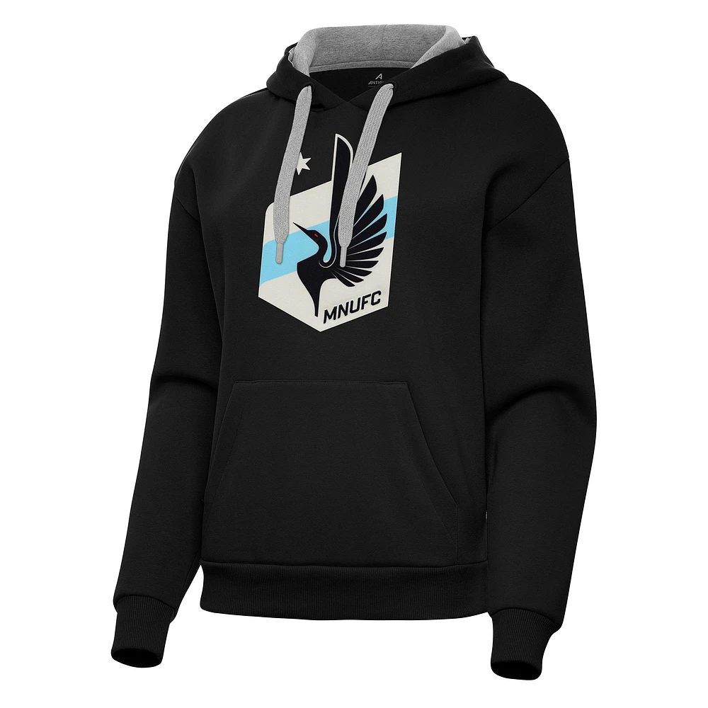 Women's Antigua Black Minnesota United FC Victory Pullover Hoodie