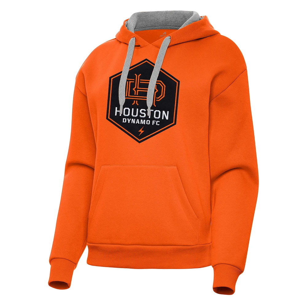 Women's Antigua Orange Houston Dynamo FC Victory Pullover Hoodie