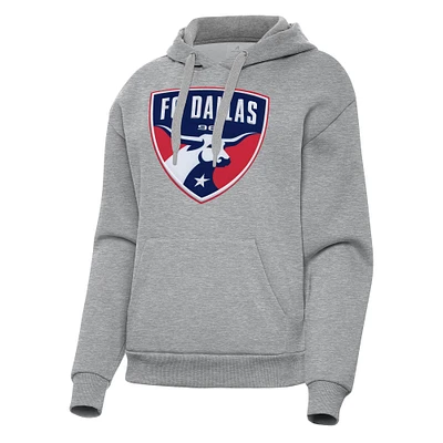 Women's Antigua Heather Gray FC Dallas Victory Pullover Hoodie