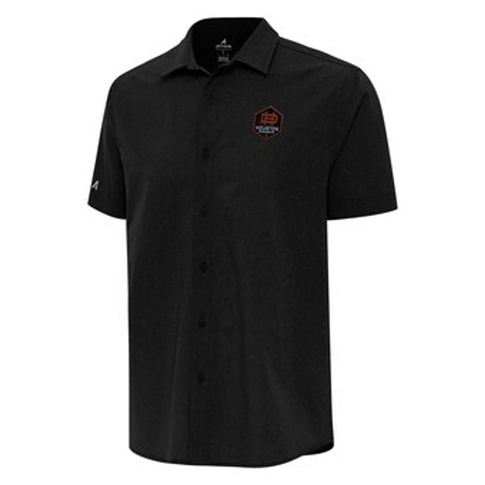 Men's Antigua Black Houston Dynamo FC Activate Woven Button-Up Shirt