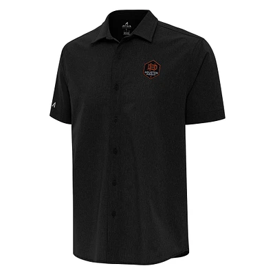 Men's Antigua Black Houston Dynamo FC Activate Woven Button-Up Shirt