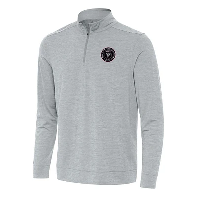 Men's Antigua Heather Gray Inter Miami CF Bright Quarter-Zip Top