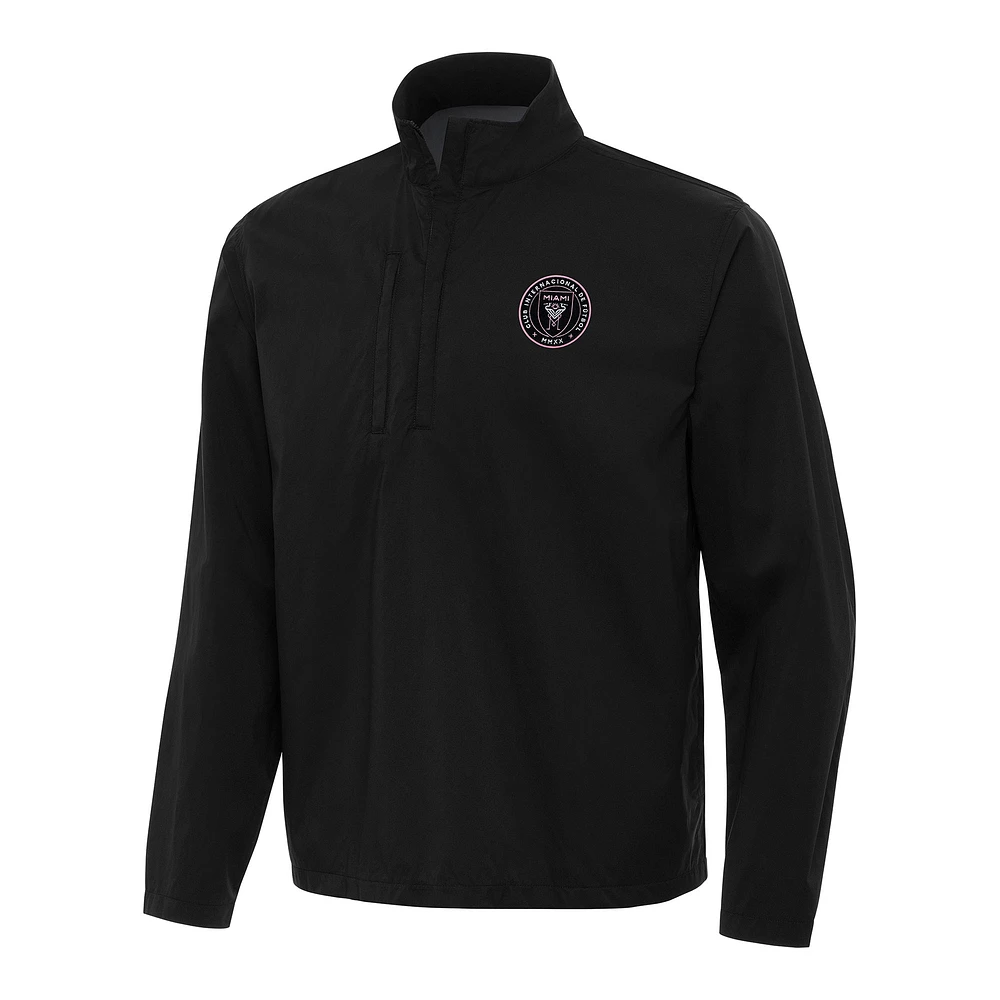 Men's Antigua Black Inter Miami CF Brisk Quarter-Zip Jacket