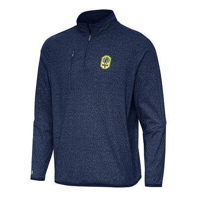 Men's Antigua Heather Navy Nashville SC Certain Tri-Blend Quarter-Zip Jacket