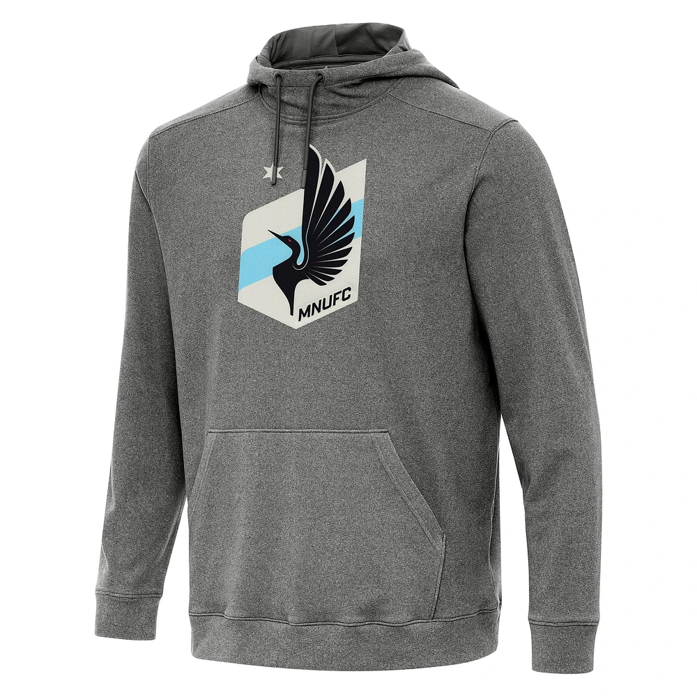 Men's Antigua Heather Black Minnesota United FC Cloud Pullover Hoodie