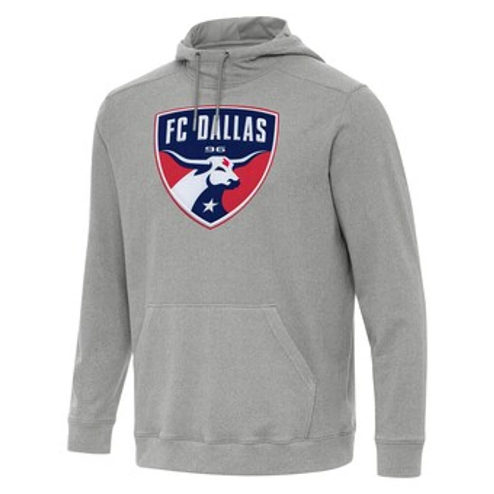 Men's Antigua Heather Gray FC Dallas Cloud Pullover Hoodie